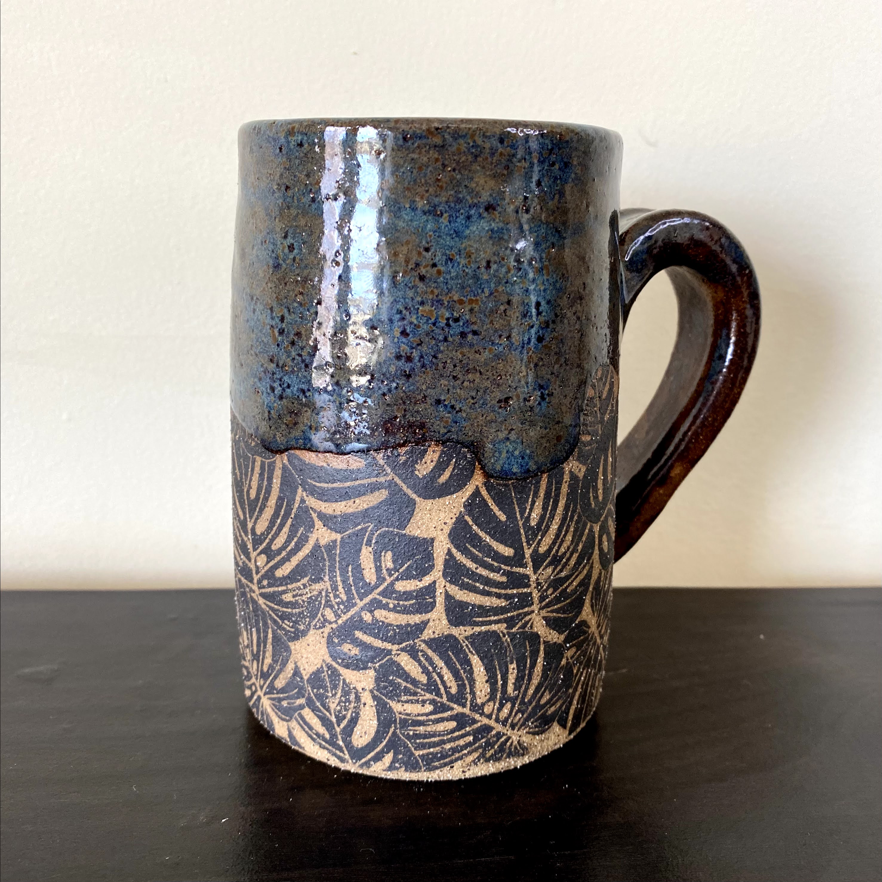 Blue rutile monstera mug