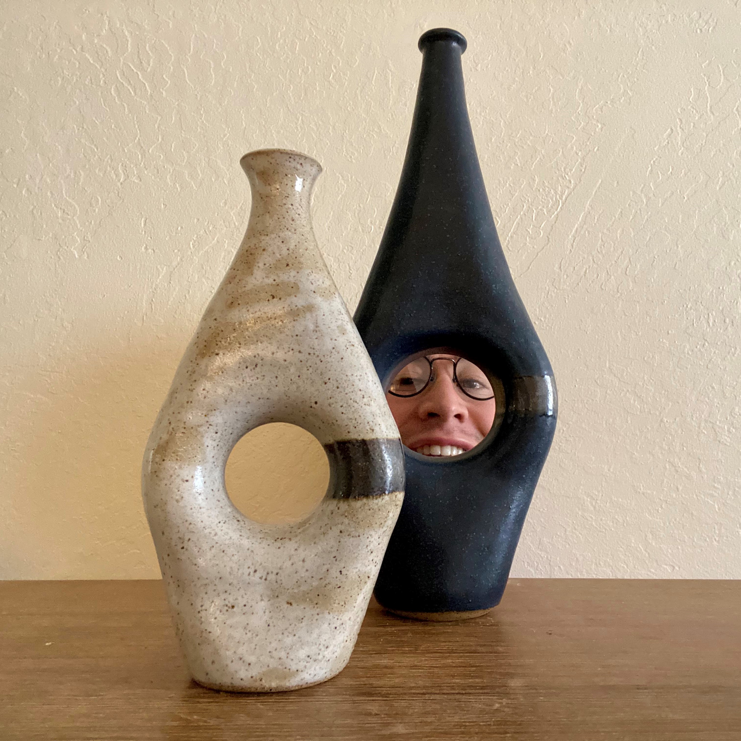 Vases with circular hole (and my face)