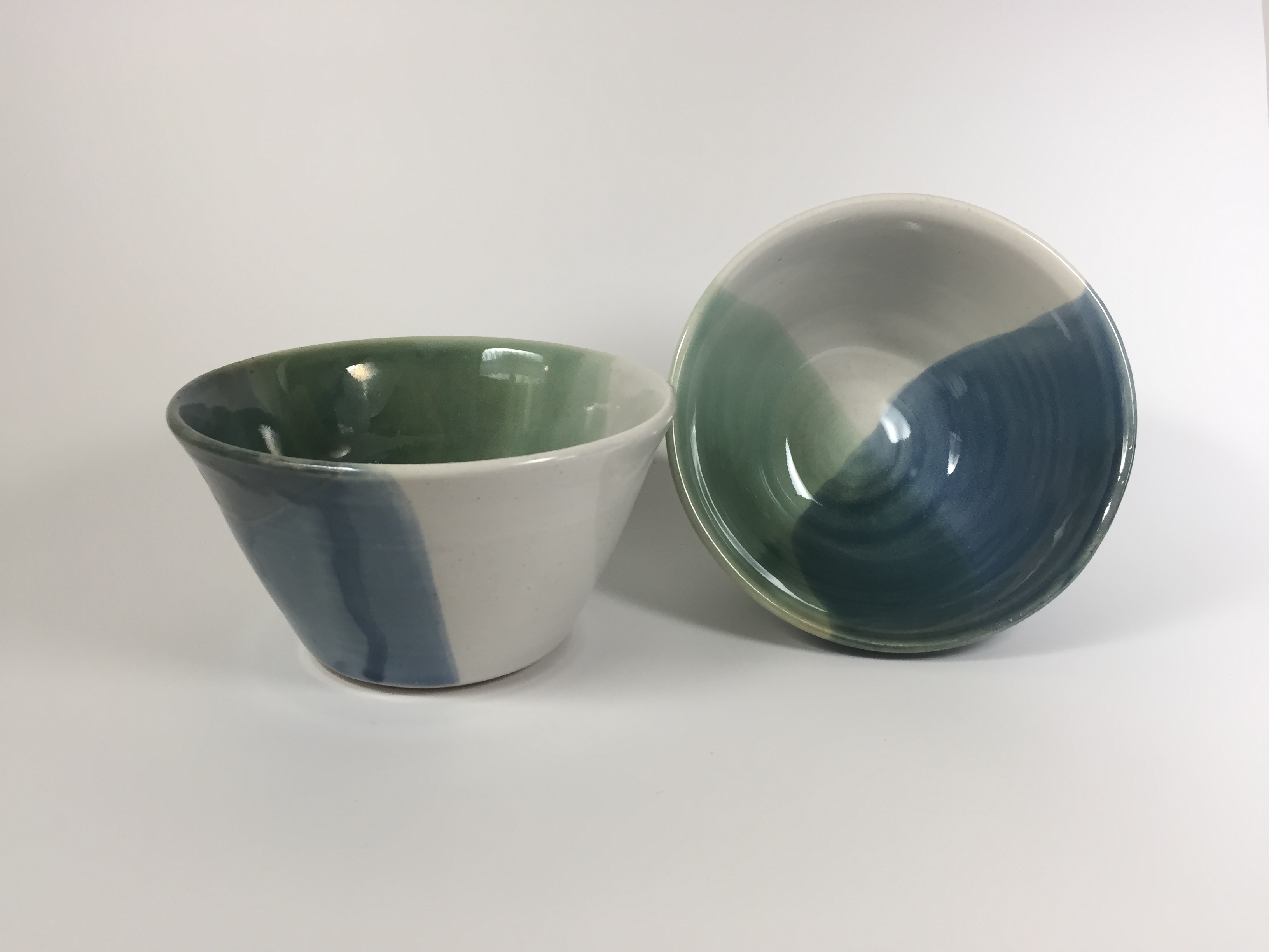 Green and Blue Oribe Cereal Bowls