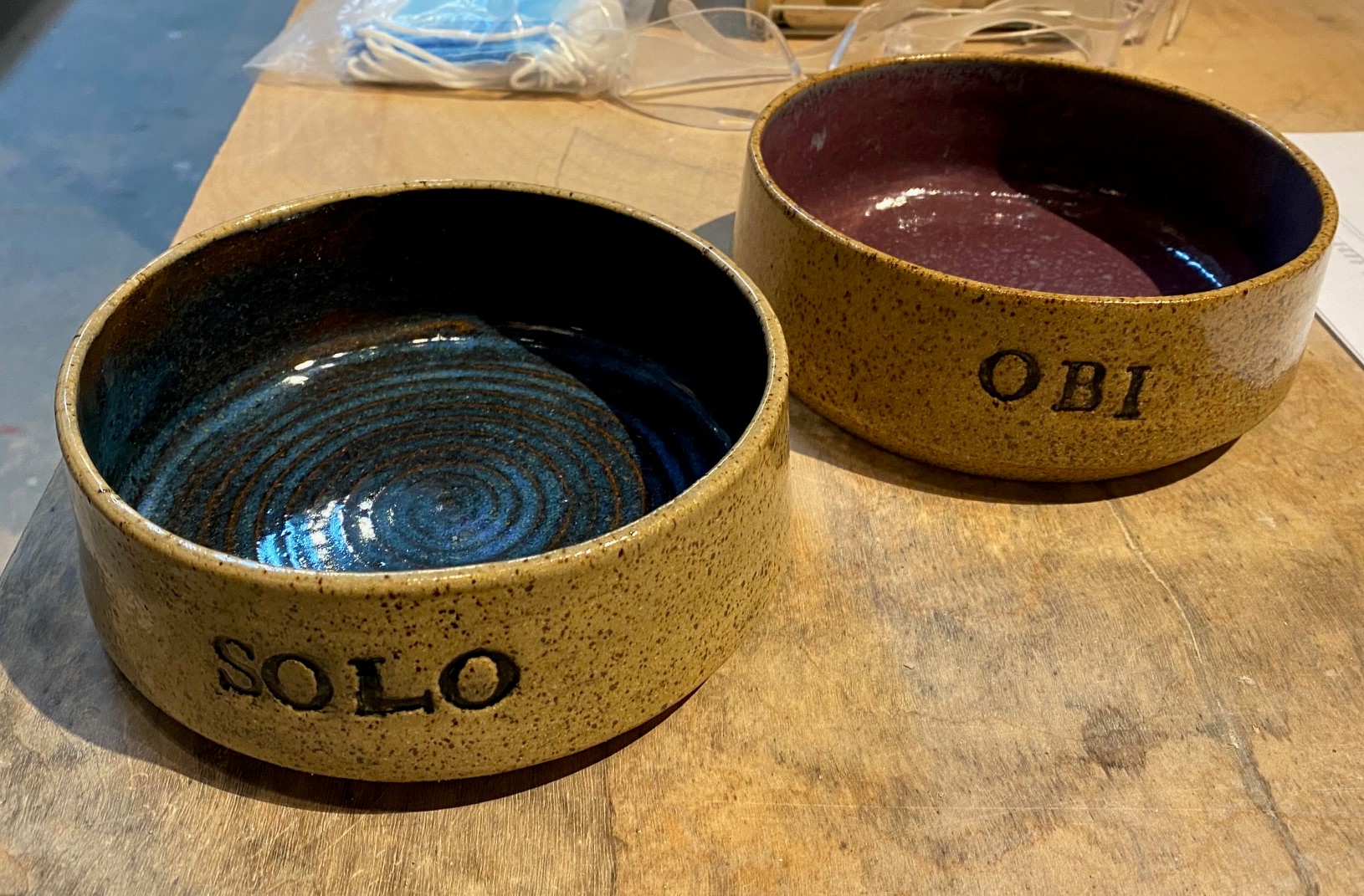 Custom dog bowls for Obi and Solo (aka the goodest boys)