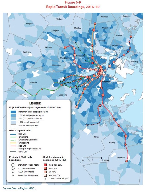 Rapid Transit Boardings, 2016-2040